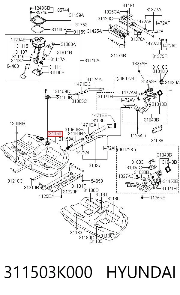 Паливний бак 311503K000 Hyundai/Kia