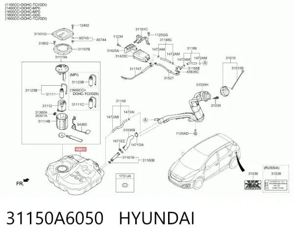 Паливний бак 31150A6050 Hyundai/Kia