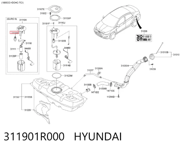 Клапан регулювання тиску, редукційний клапан ПНВТ 311901R000 Hyundai/Kia