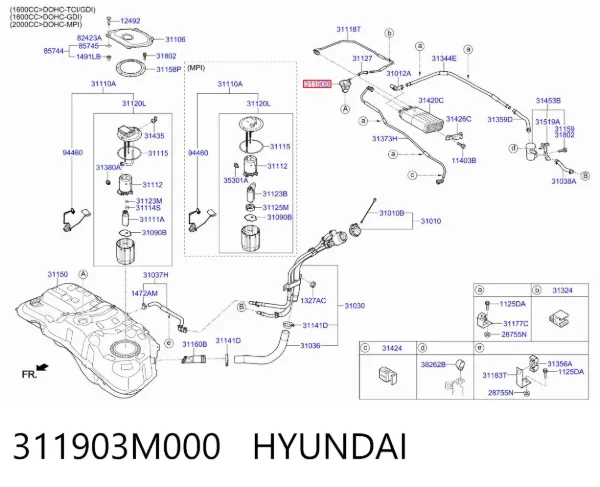 Клапан регулювання тиску, редукційний клапан ПНВТ 311903M000 Hyundai/Kia