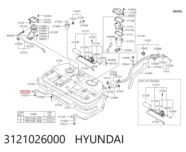 Кронштейн баку паливного 3121026000 Hyundai/Kia