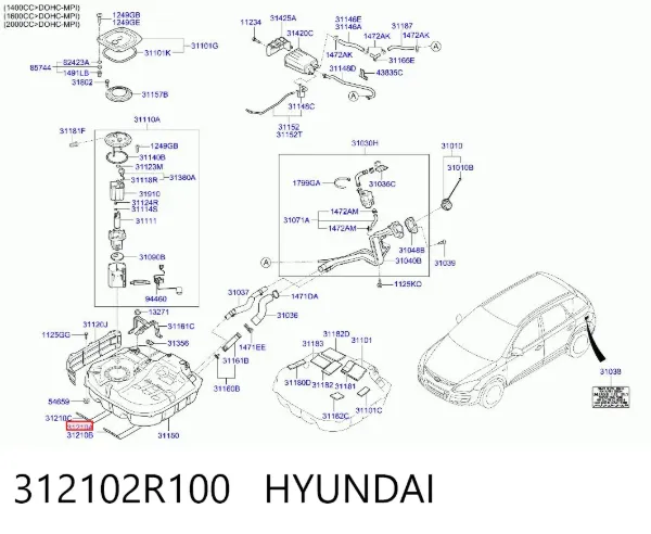 Кронштейн баку паливного 312102R100 Hyundai/Kia