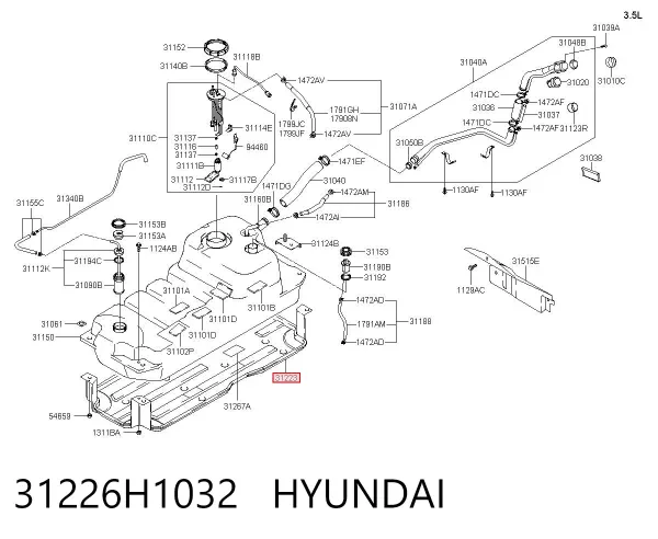 Захист днища, паливного бака 31226H1032 Hyundai/Kia