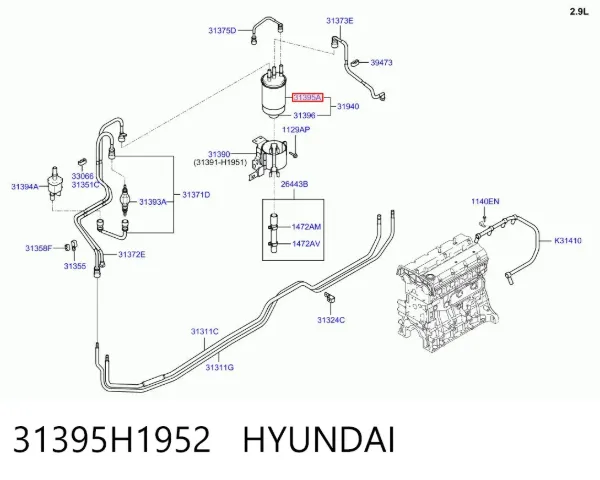 Паливний фільтр 31395H1952 Hyundai/Kia