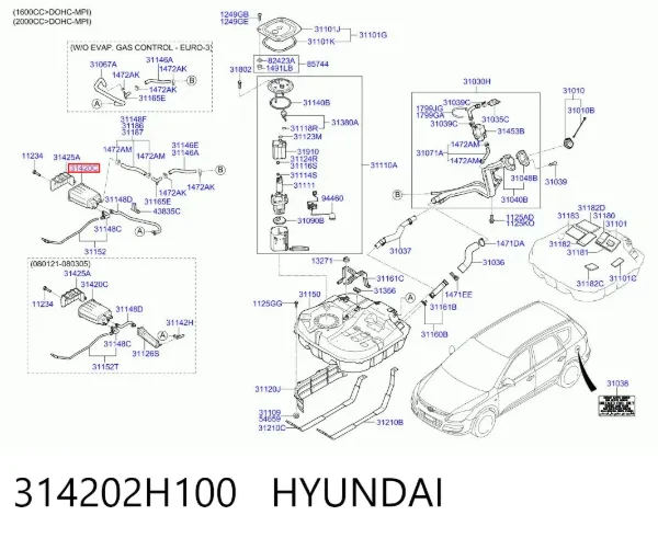 Абсорбер парів 314202H100 Hyundai/Kia