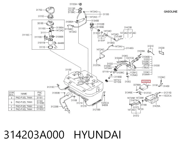 Абсорбер парів 314203A000 Hyundai/Kia