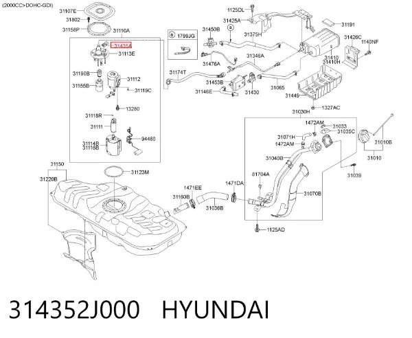 Датчик тиску палива 314352J000 Hyundai/Kia