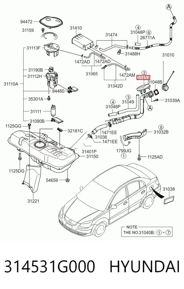 Фільтр бака паливних парів 314531G000 Hyundai/Kia