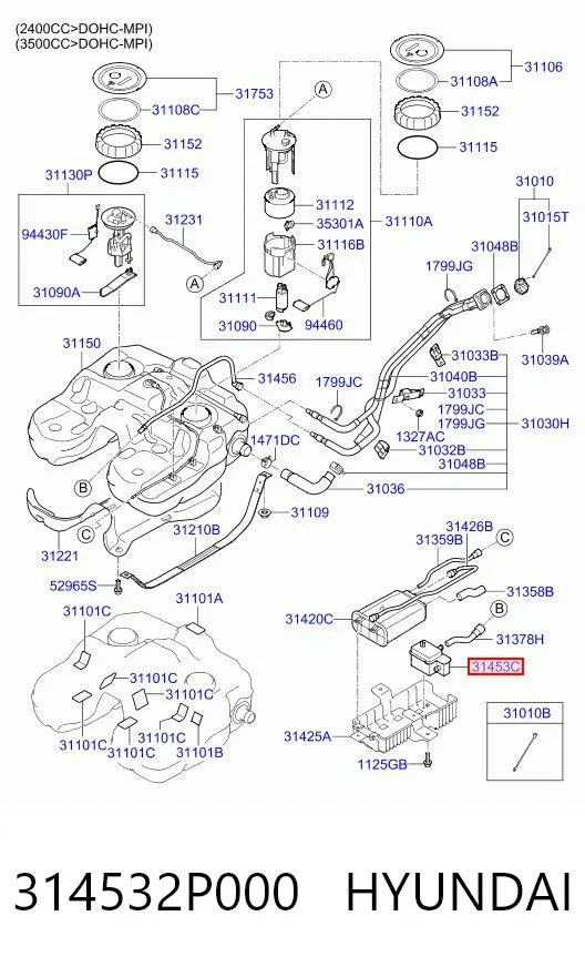 Фільтр адсорбера паливних парів 314532P000 Hyundai/Kia