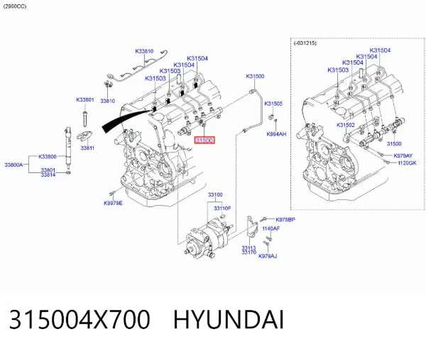 Розподільник палива 315004X700 Hyundai/Kia