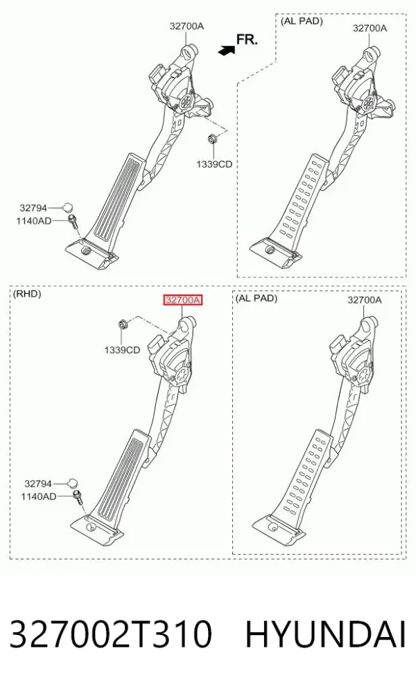 Педаль газу 327002T310 Hyundai/Kia