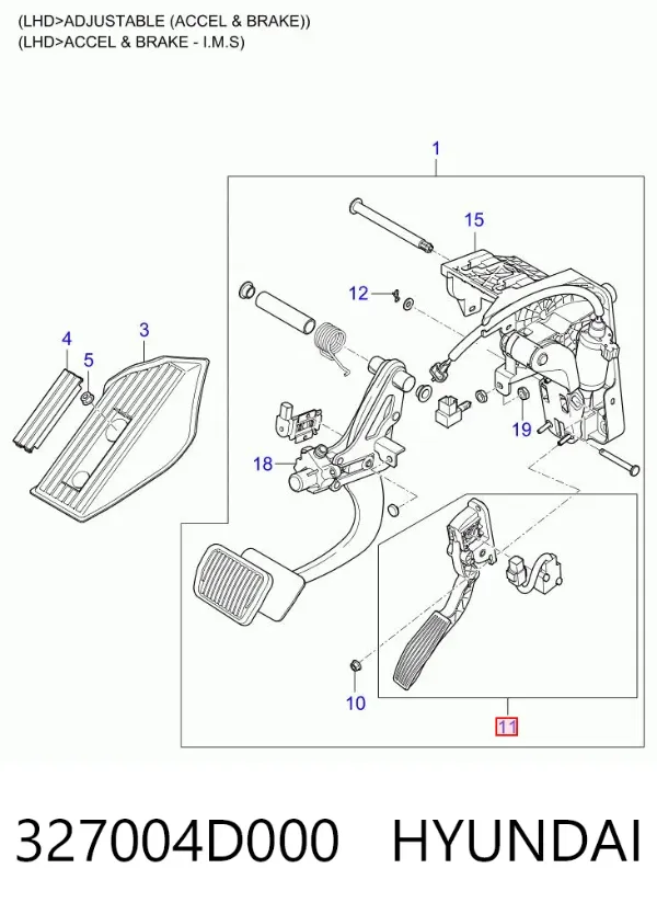 Педаль газу 327004D000 Hyundai/Kia