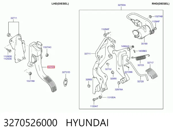 Педаль газу 3270526000 Hyundai/Kia