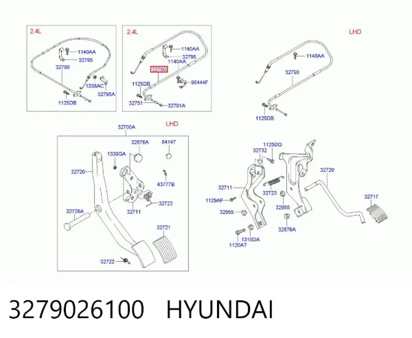 Трос газу 3279026100 Hyundai/Kia