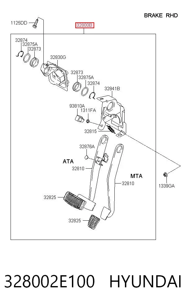 Педаль гальма 328002E100 Hyundai/Kia