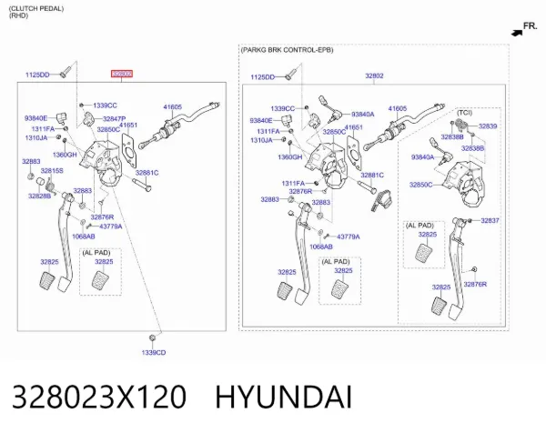 Педаль зчеплення 328023X120 Hyundai/Kia