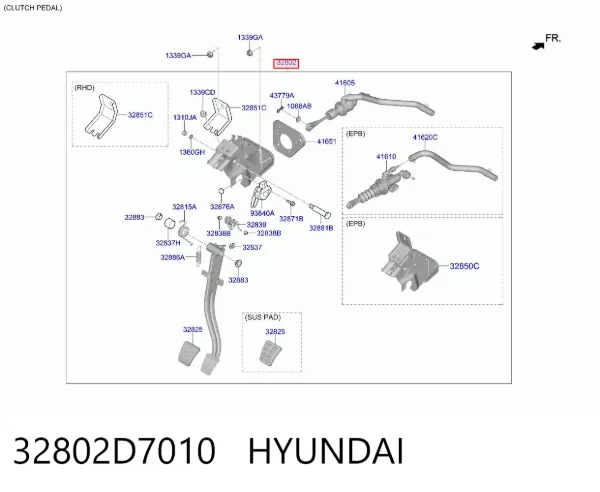Педаль зчеплення 32802D7010 Hyundai/Kia