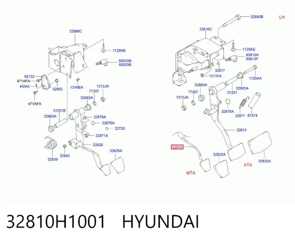 Педаль гальма 32810H1001 Hyundai/Kia