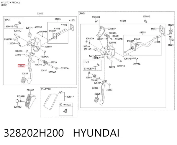 Педаль зчеплення 328202H200 Hyundai/Kia