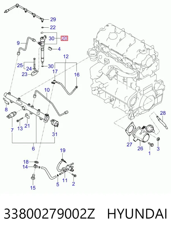 Паливні форсунки 33800279002Z Hyundai/Kia
