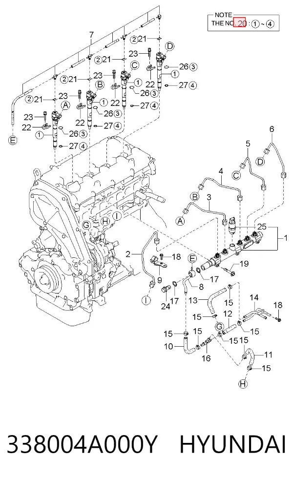 Паливні форсунки 338004A000Y Hyundai/Kia