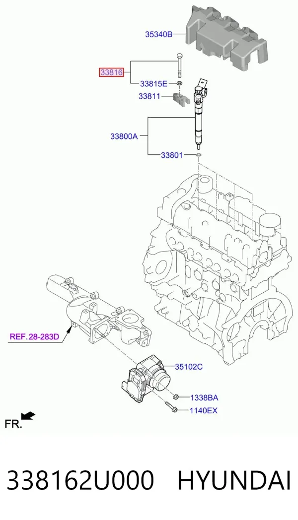 Болт кріплення форсунки 338162U000 Hyundai/Kia