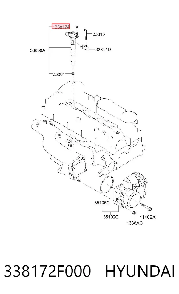 Кільце ущільнювача штуцера зворотного шланга форсунки 338172F000 Hyundai/Kia