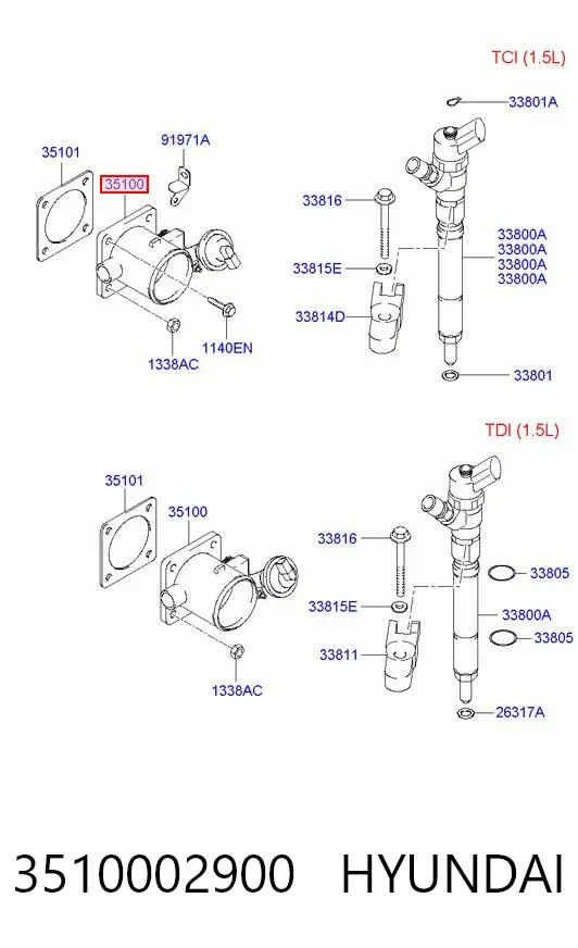 Дросільна заслінка 3510002900 Hyundai/Kia