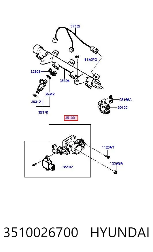 Дросільна заслінка 3510026700 Hyundai/Kia