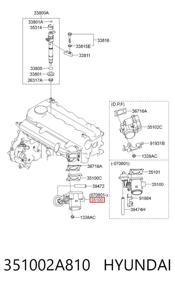Дросільна заслінка 351002A810 Hyundai/Kia