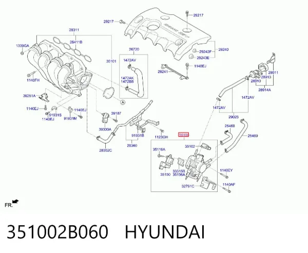 Дросільна заслінка 351002B060 Hyundai/Kia