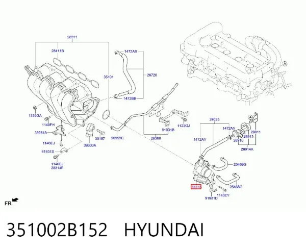Дросільна заслінка 351002B152 Hyundai/Kia