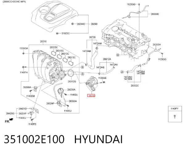 Дросільна заслінка 351002E100 Hyundai/Kia