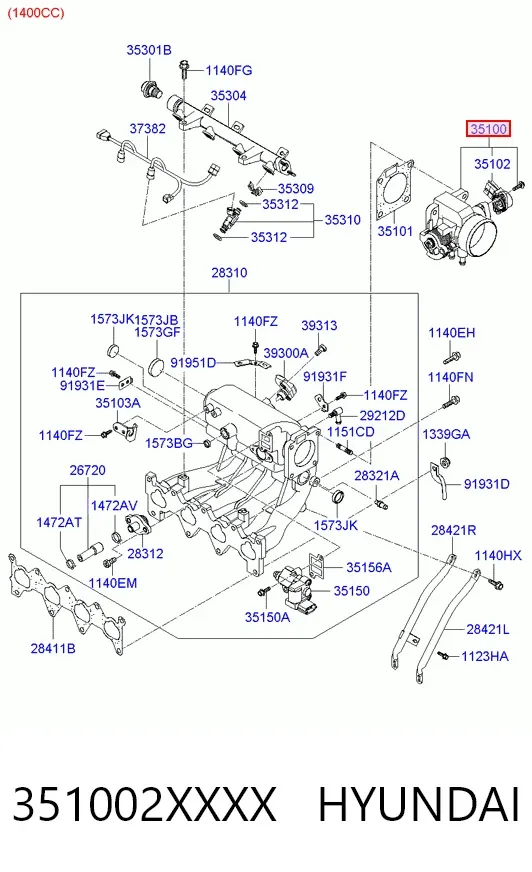Дросільна заслінка 351002XXXX Hyundai/Kia