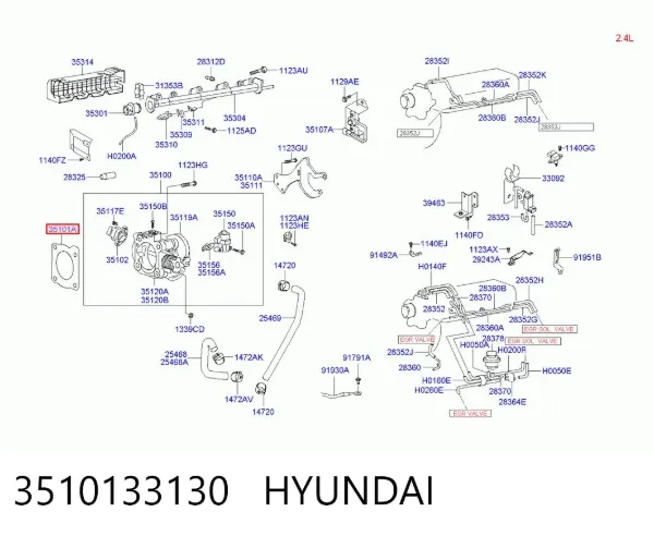 Прокладка дросельної заслінки 3510133130 Hyundai/Kia