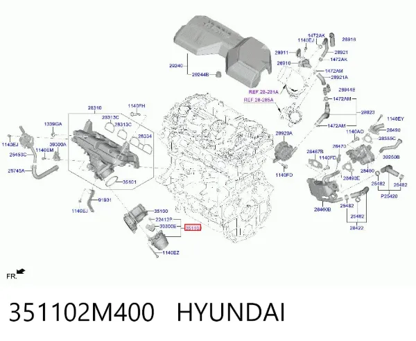 Патрубок повітряний, дросельної заслінки 351102M400 Hyundai/Kia