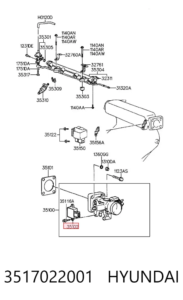 Потенціометр 3517022001 Hyundai/Kia