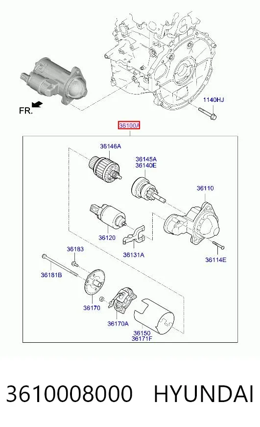Стартер 3610008000 Hyundai/Kia