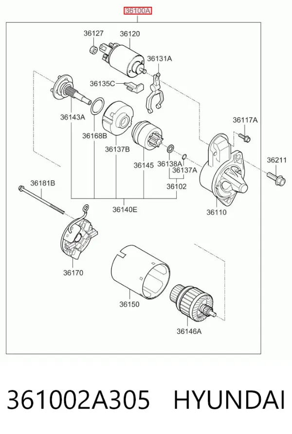Стартер 361002A305 Hyundai/Kia