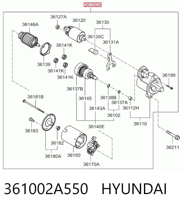 Стартер 361002A550 Hyundai/Kia