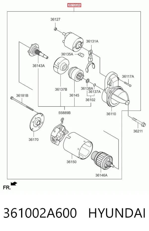 Стартер 361002A600 Hyundai/Kia