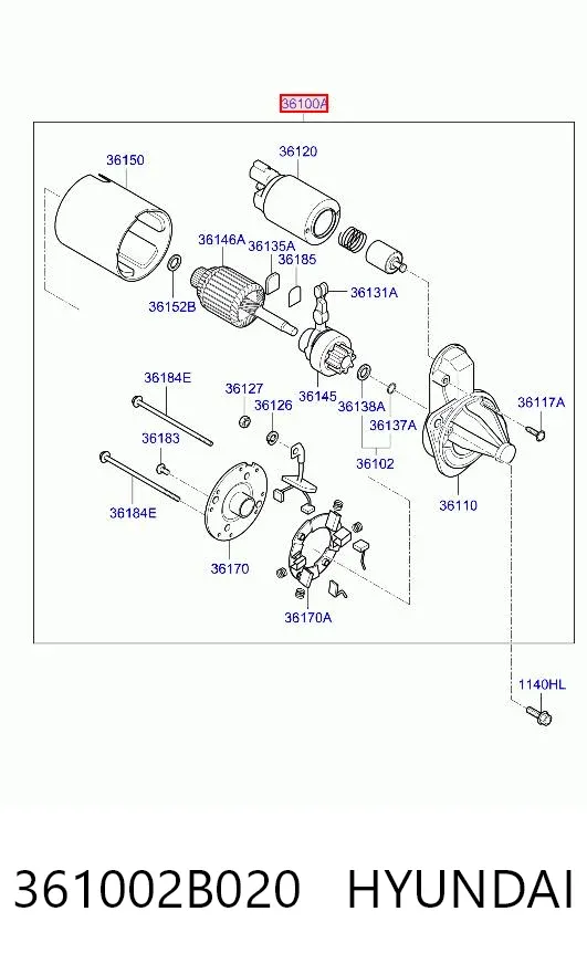 Стартер 361002B020 Hyundai/Kia