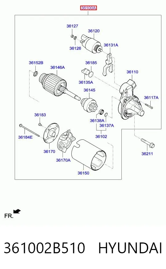 Стартер 361002B510 Hyundai/Kia