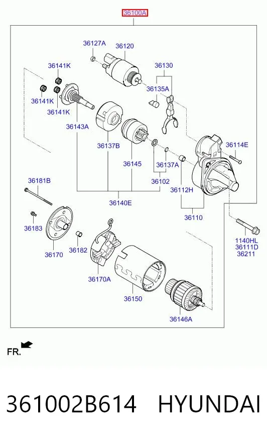 Стартер 361002B614 Hyundai/Kia