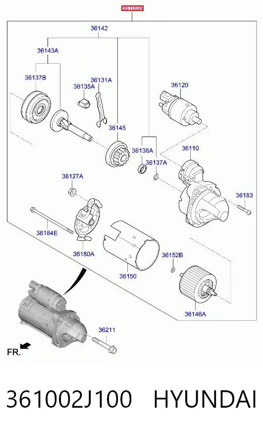 Стартер 361002J100 Hyundai/Kia