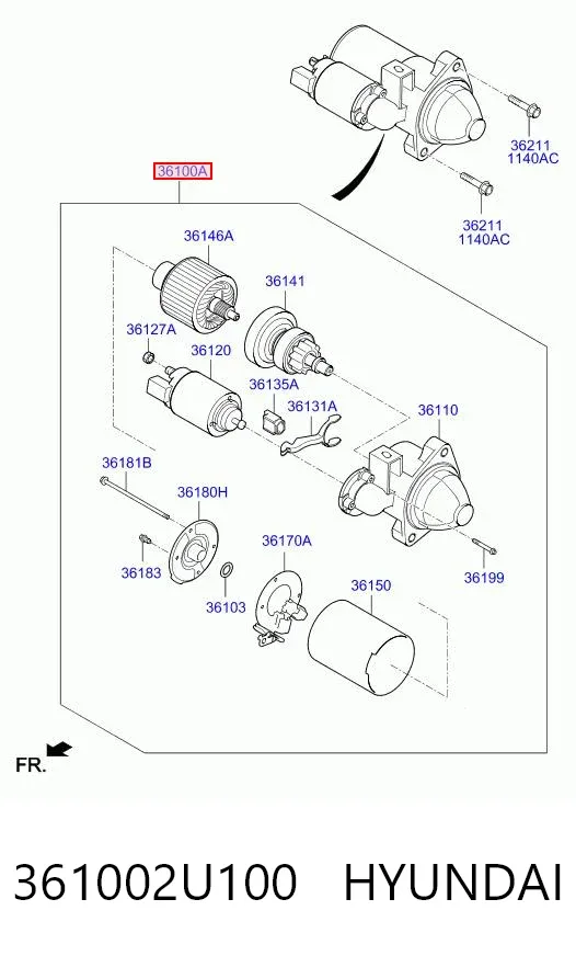 Стартер 361002U100 Hyundai/Kia