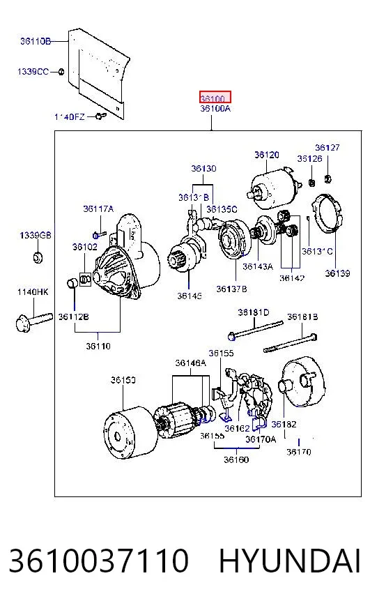 Стартер 3610037110 Hyundai/Kia