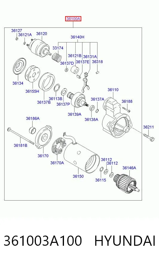 Стартер 361003A100 Hyundai/Kia