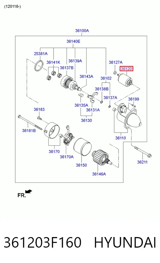 Втягуюче реле стартера 361203F160 Hyundai/Kia