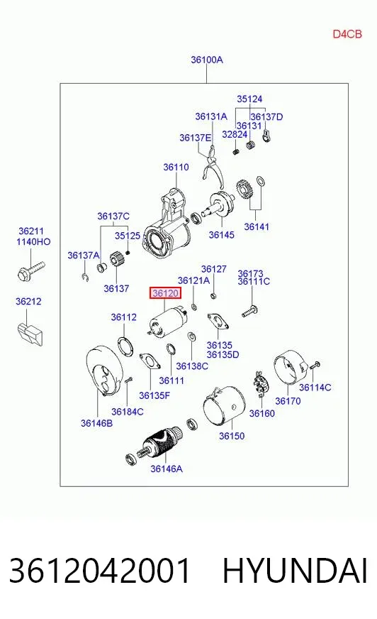 Втягуюче реле стартера 3612042001 Hyundai/Kia